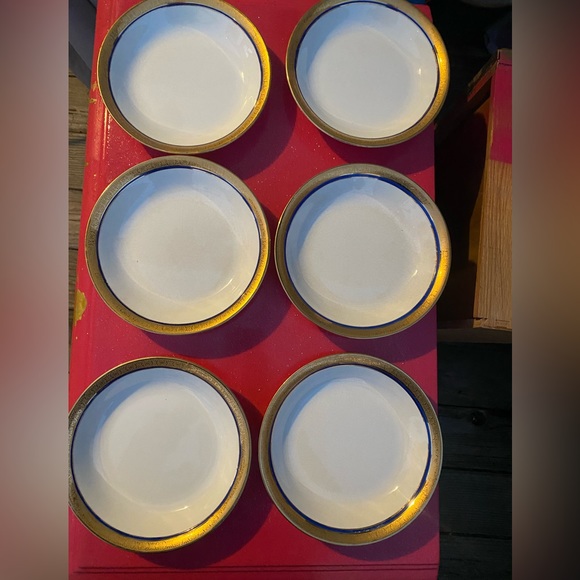 Dining Vintage Plate Set In Royal Blue And Gold 6 Medium Sized Plates